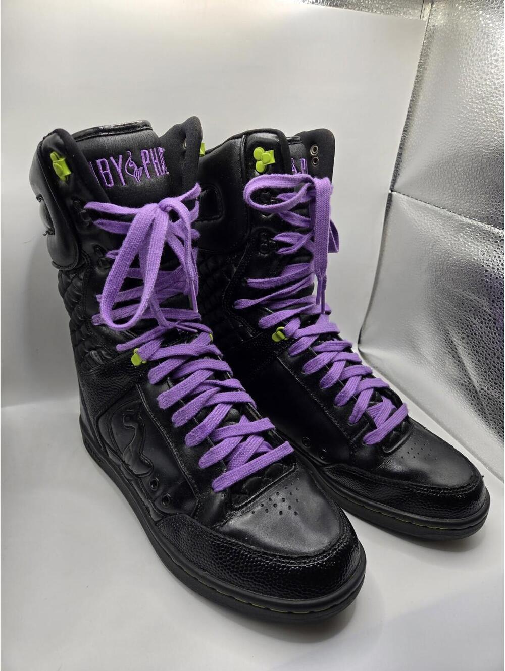 Baby Phat Y2K Milan Cat Leather High top Sneaker Black 9